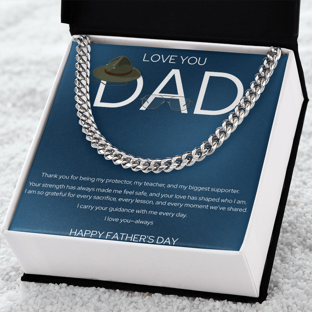 Father's Day Gift Box | Love You Dad | Stainless Steel Cuban Link Necklace