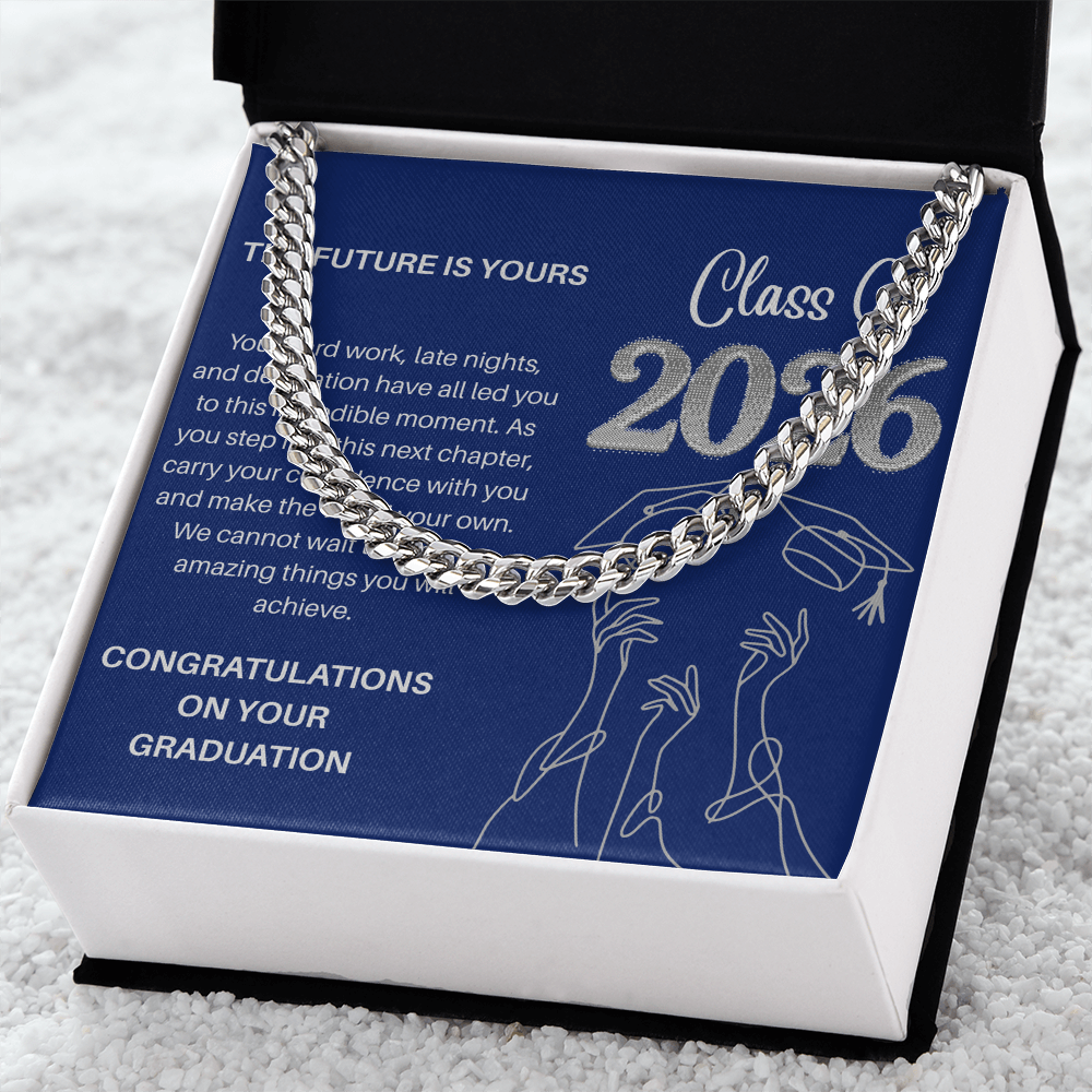 Class of 2026 Graduation Gift for Him | Men's Cuban Link Chain & Inspirational Message Card |Jewelry  Charm & Dazzle