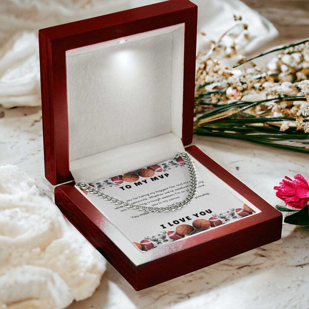 Men's Cuban Link Chain Necklace | Gift for Him To My MVP | Sports Themed  Message Card