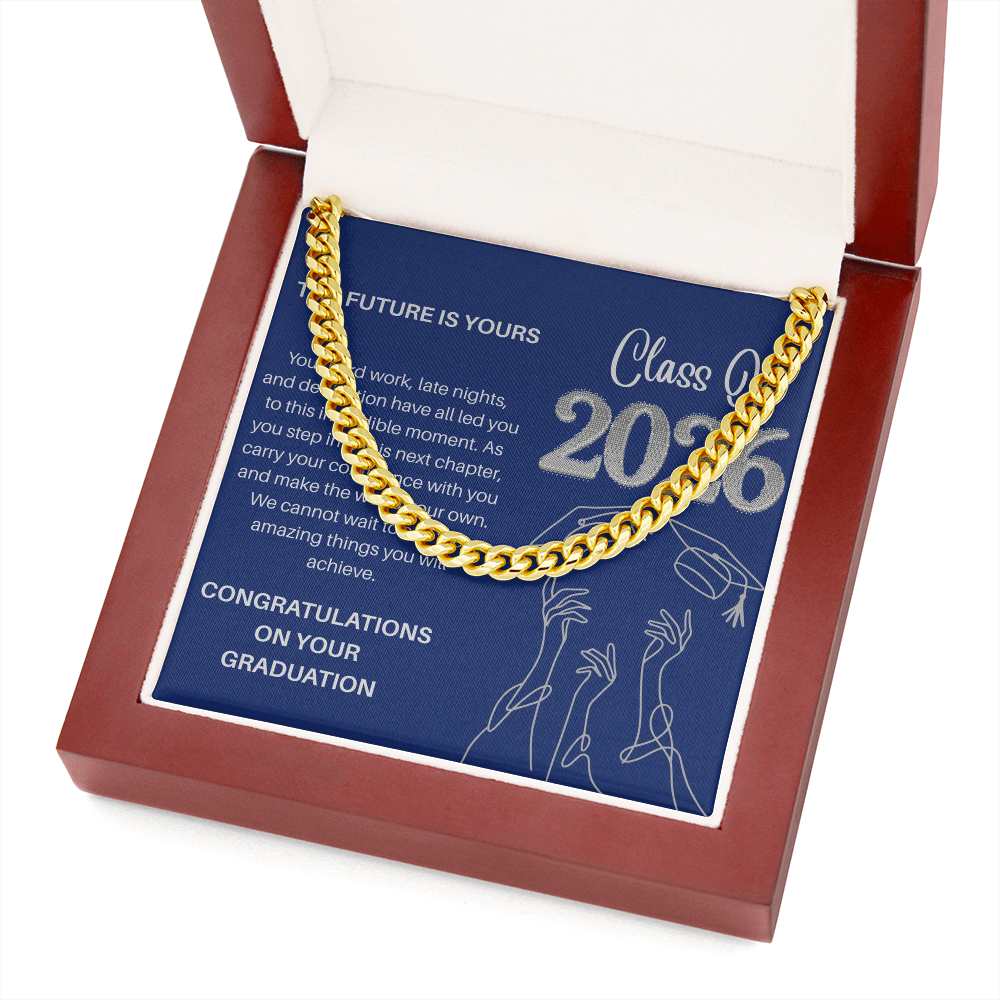 Class of 2026 Graduation Gift for Him | Men's Cuban Link Chain & Inspirational Message Card |Jewelry  Charm & Dazzle