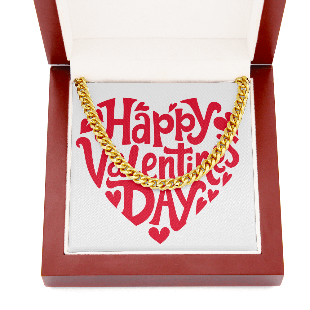 Gift for Him Valentine's Day Necklace | Cuban Link Chain | Stainless Steel or 14K Gold | Message Card for Husband Boyfriend Gift