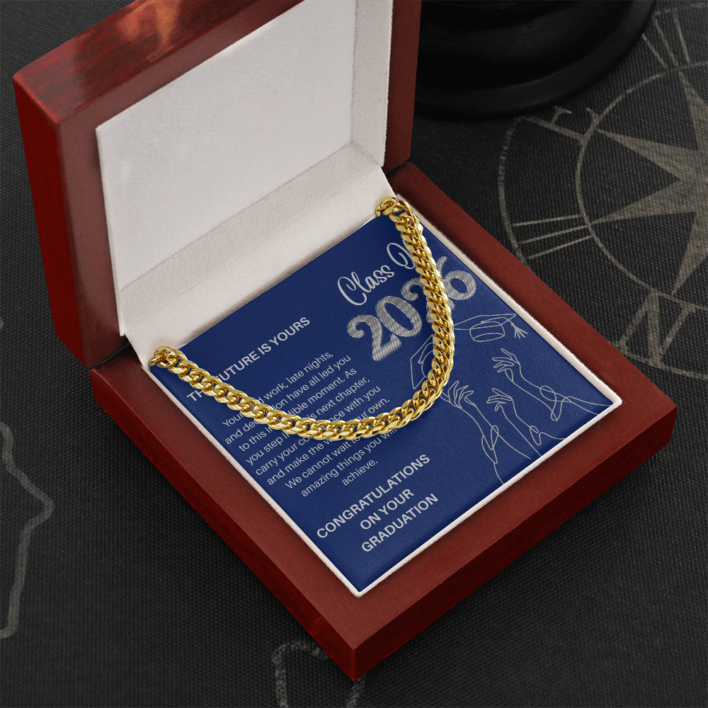 Class of 2026 Graduation Gift for Him | Men's Cuban Link Chain & Inspirational Message Card |Jewelry  Charm & Dazzle