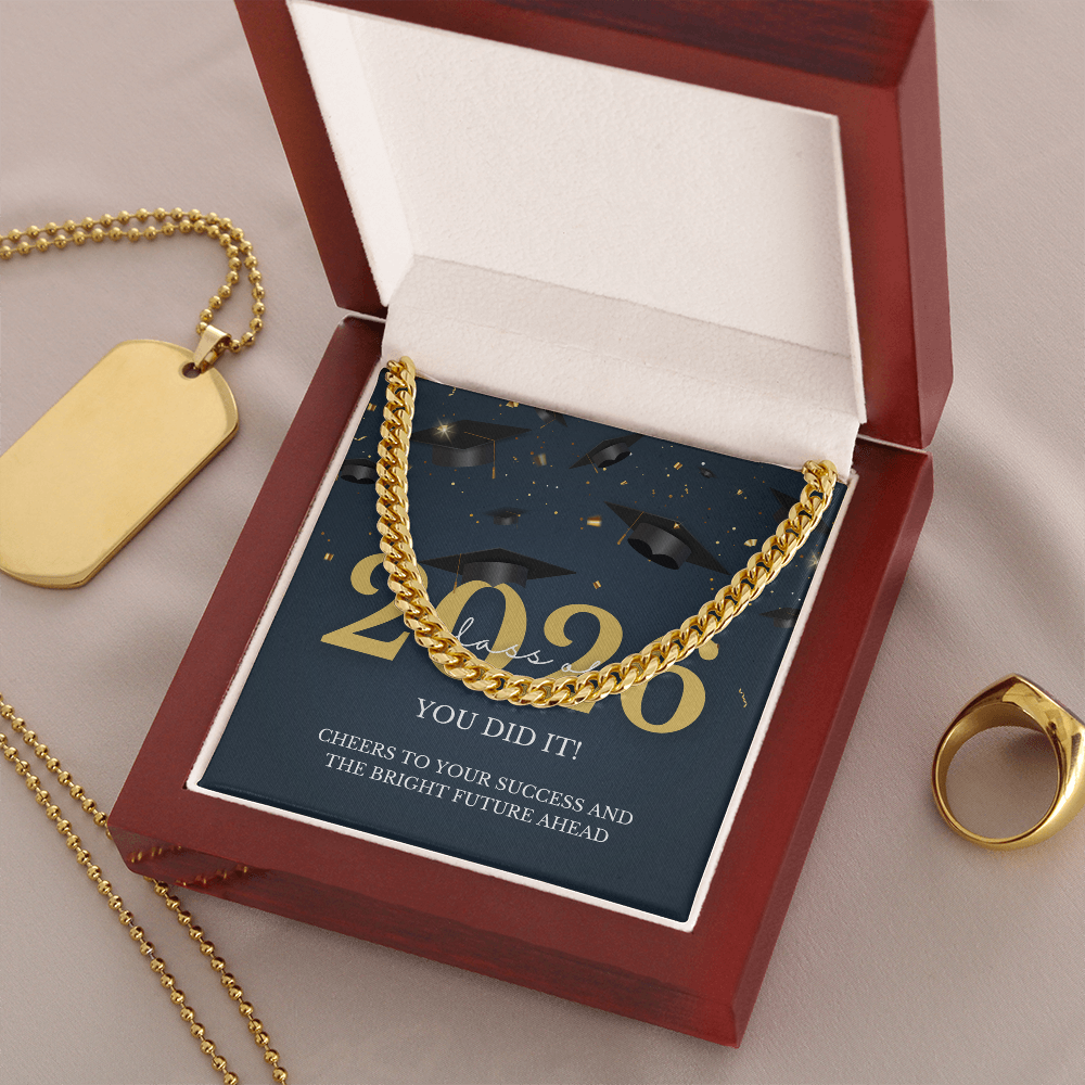 Graduation Gift for Him: Class of 2026 Cuban Link Chain