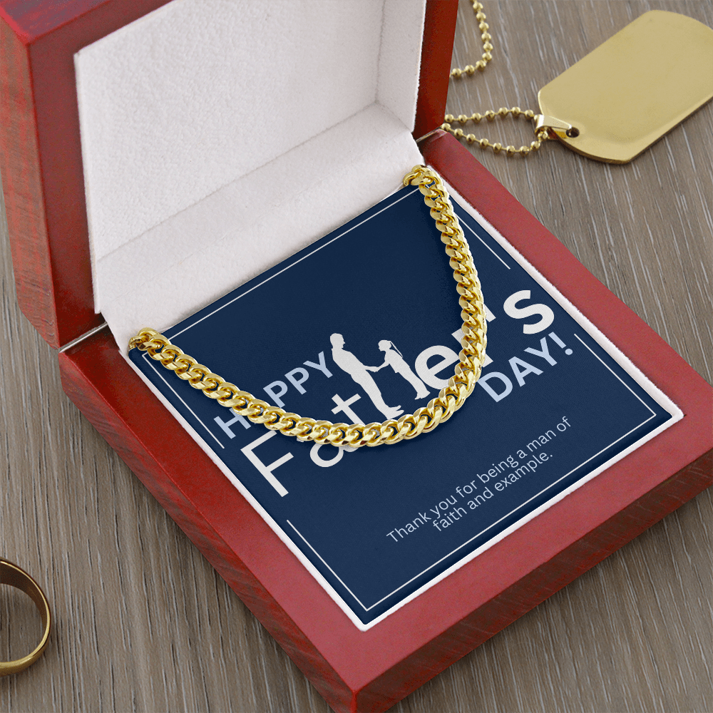 Father's Day Gift Box | Man of Faith | Stainless Steel Cuban Link Necklace