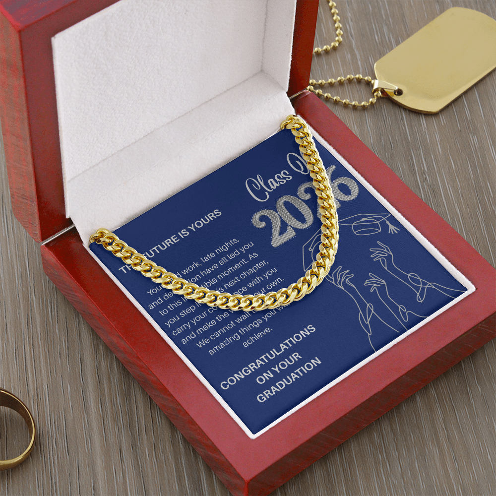 Class of 2026 Graduation Gift for Him | Men's Cuban Link Chain & Inspirational Message Card |Jewelry  Charm & Dazzle