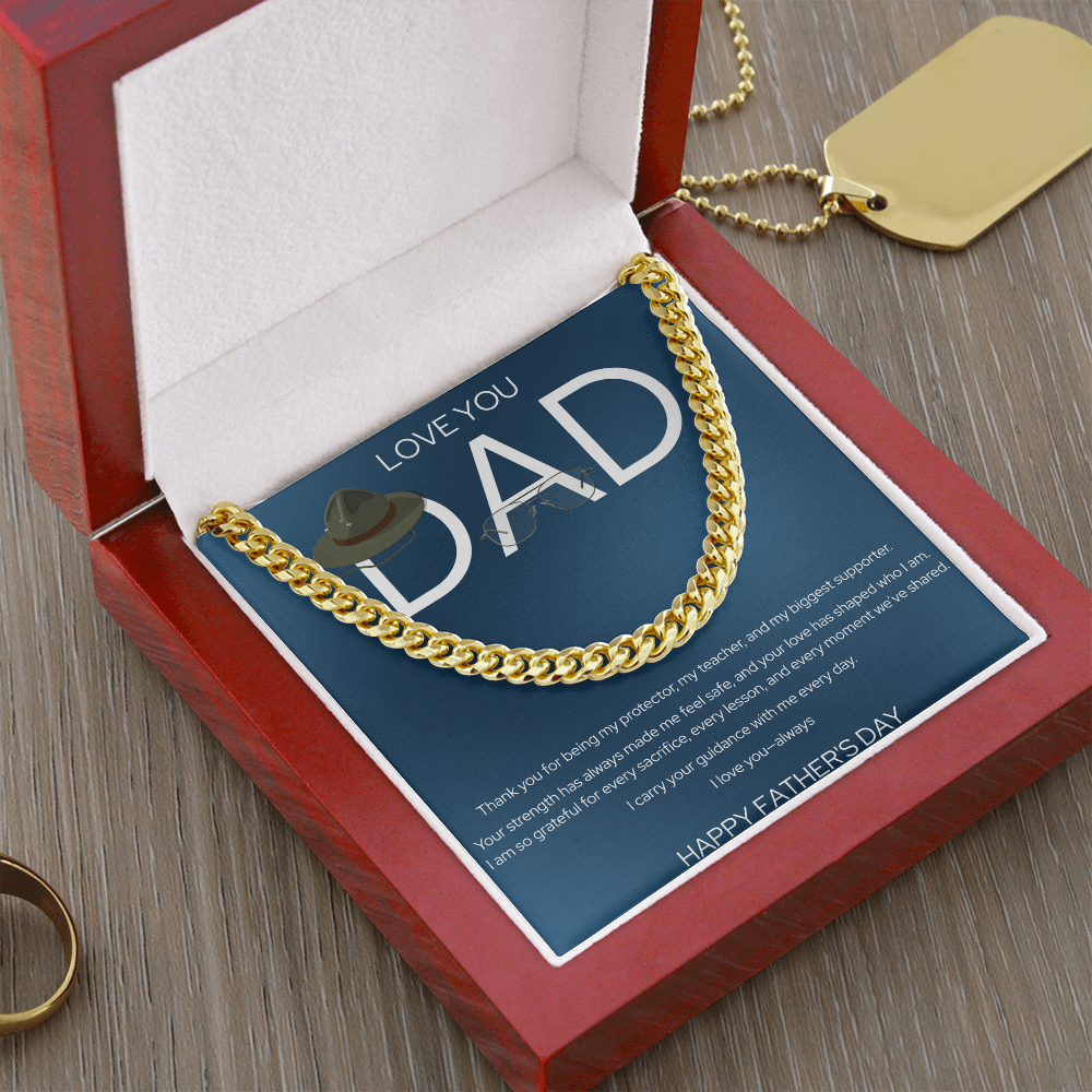 Father's Day Gift Box | Love You Dad | Stainless Steel Cuban Link Necklace