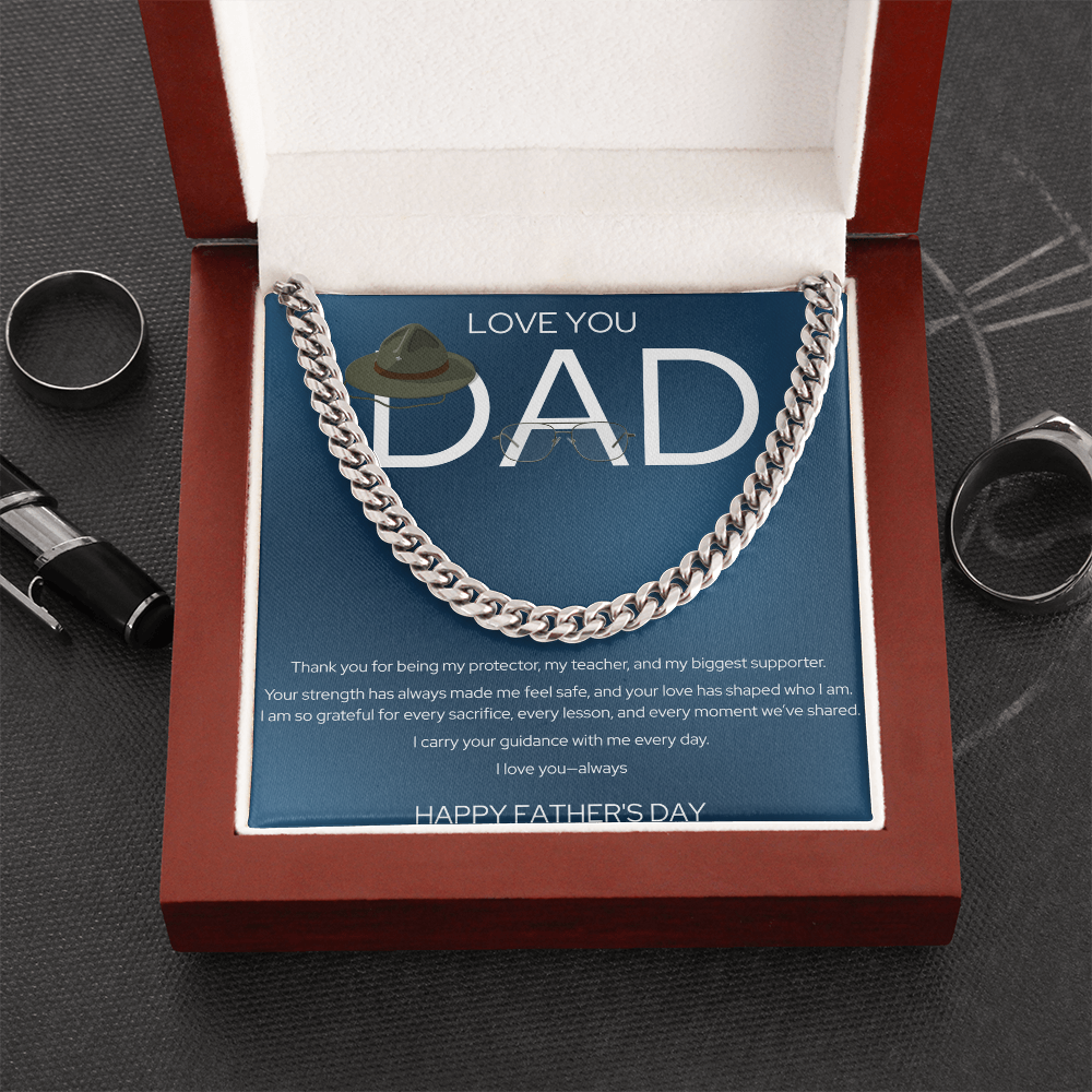 Father's Day Gift Box | Love You Dad | Stainless Steel Cuban Link Necklace