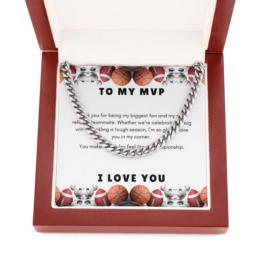 Men's Cuban Link Chain Necklace | Gift for Him To My MVP | Sports Themed  Message Card