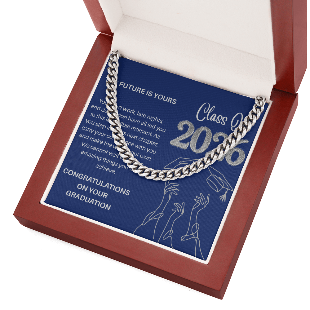 Class of 2026 Graduation Gift for Him | Men's Cuban Link Chain & Inspirational Message Card |Jewelry  Charm & Dazzle