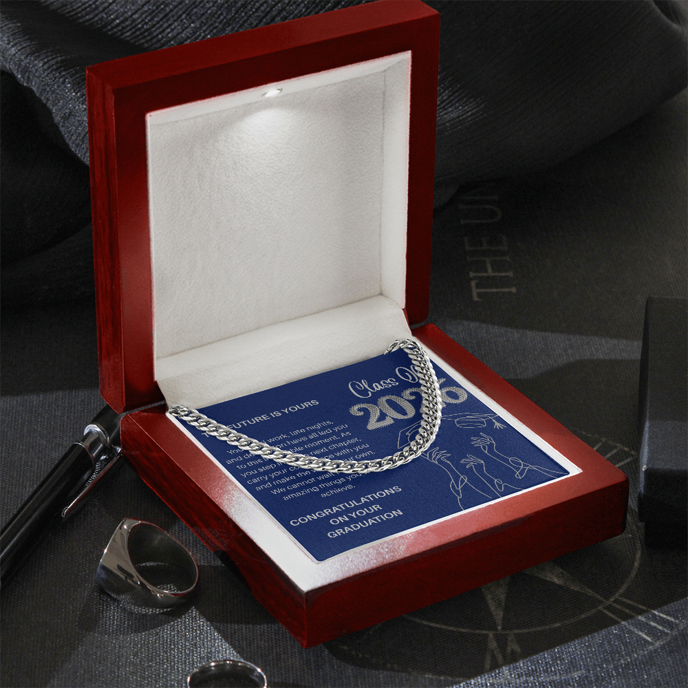 Class of 2026 Graduation Gift for Him | Men's Cuban Link Chain & Inspirational Message Card |Jewelry  Charm & Dazzle