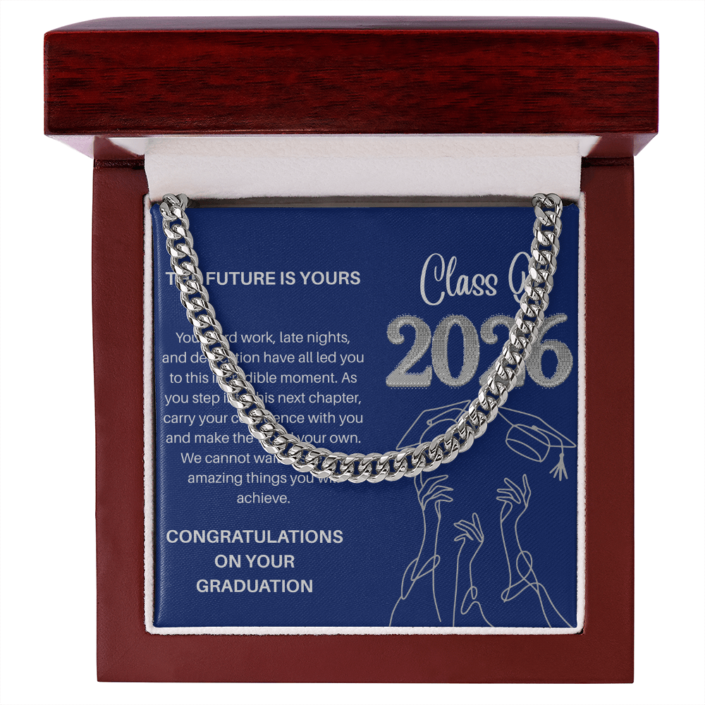 Class of 2026 Graduation Gift for Him | Men's Cuban Link Chain & Inspirational Message Card |Jewelry  Charm & Dazzle