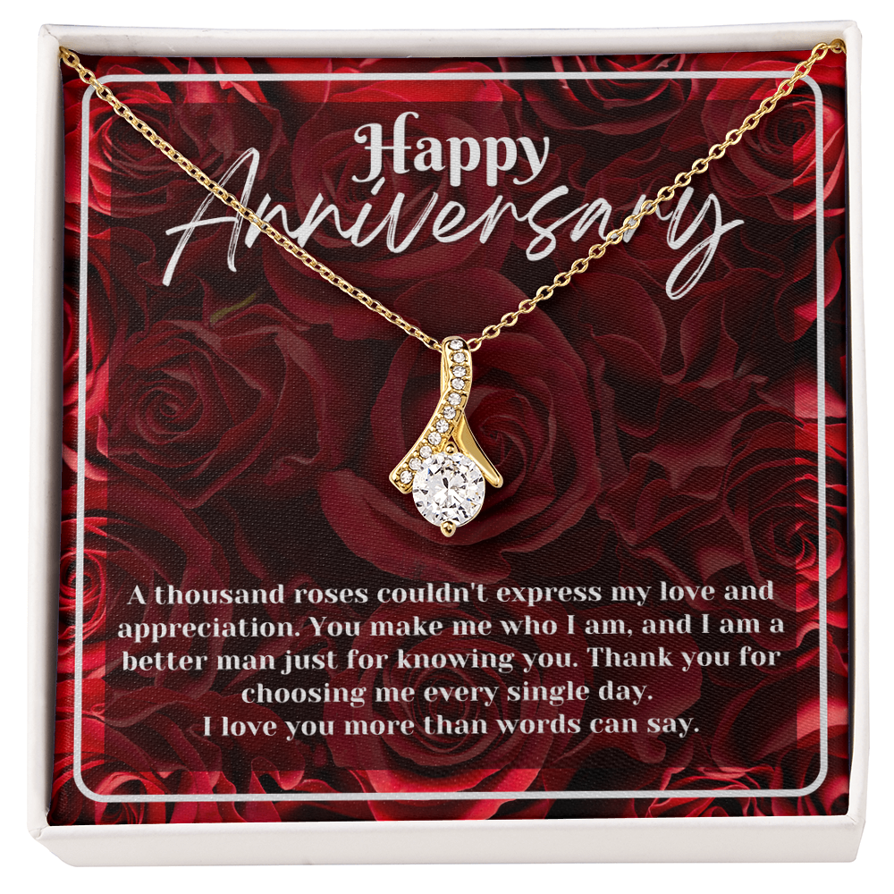 Petite Ribbon Anniversary Necklace | Gift for Her Wife Message Card Jewelry