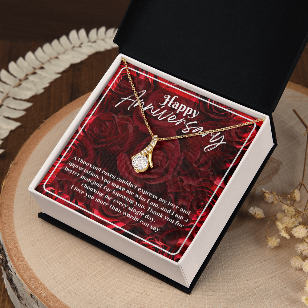 Petite Ribbon Anniversary Necklace | Gift for Her Wife Message Card Jewelry