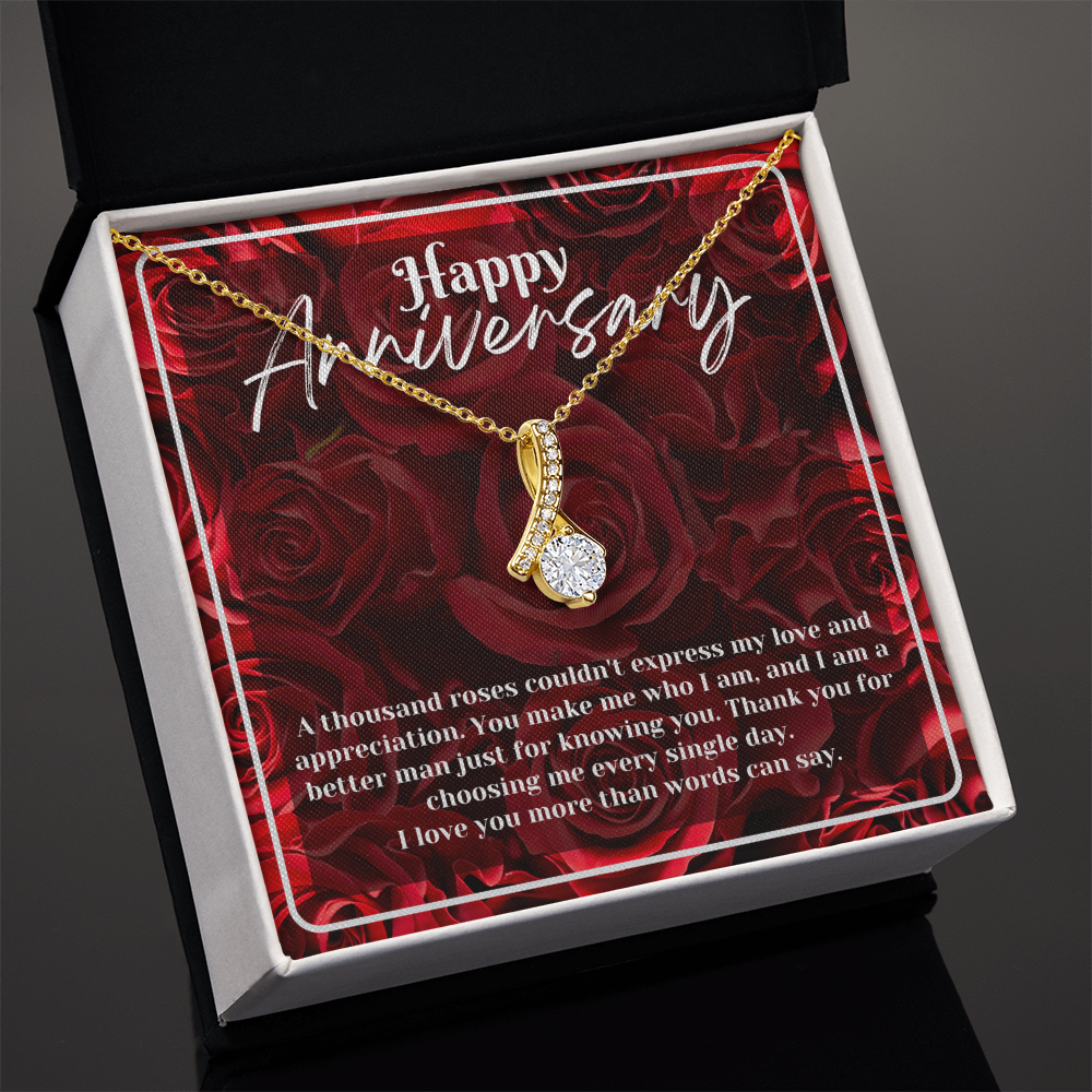 Petite Ribbon Anniversary Necklace | Gift for Her Wife Message Card Jewelry