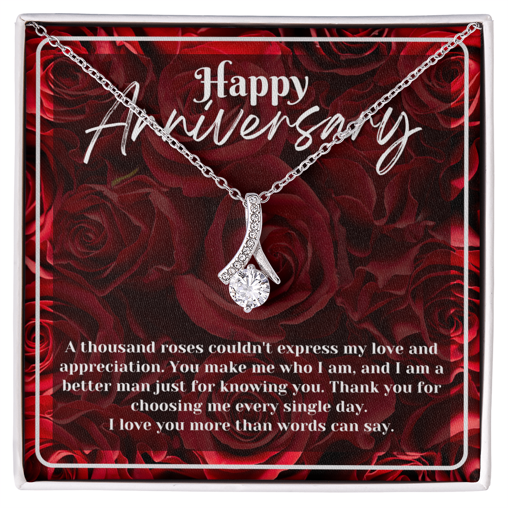 Petite Ribbon Anniversary Necklace | Gift for Her Wife Message Card Jewelry