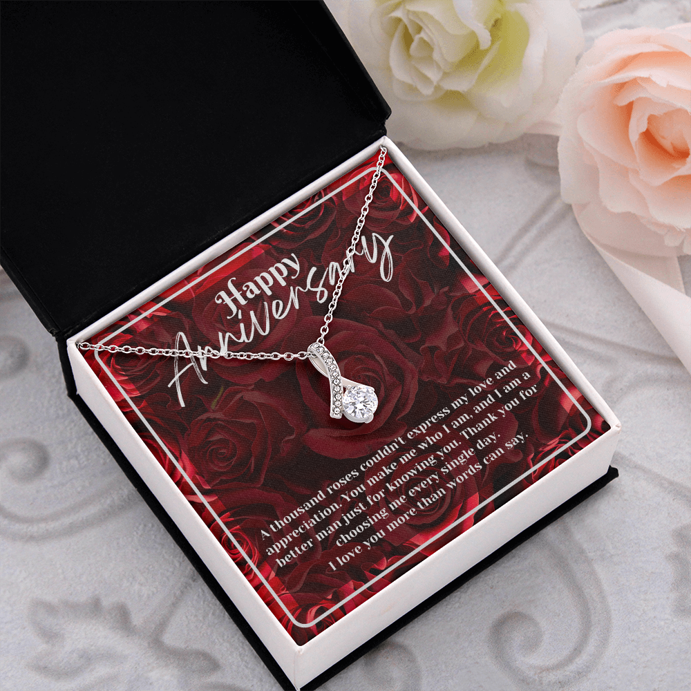 Petite Ribbon Anniversary Necklace | Gift for Her Wife Message Card Jewelry