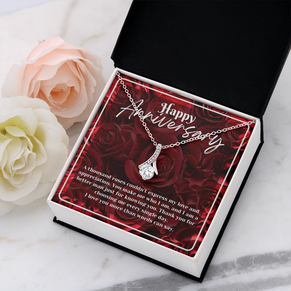 Petite Ribbon Anniversary Necklace | Gift for Her Wife Message Card Jewelry