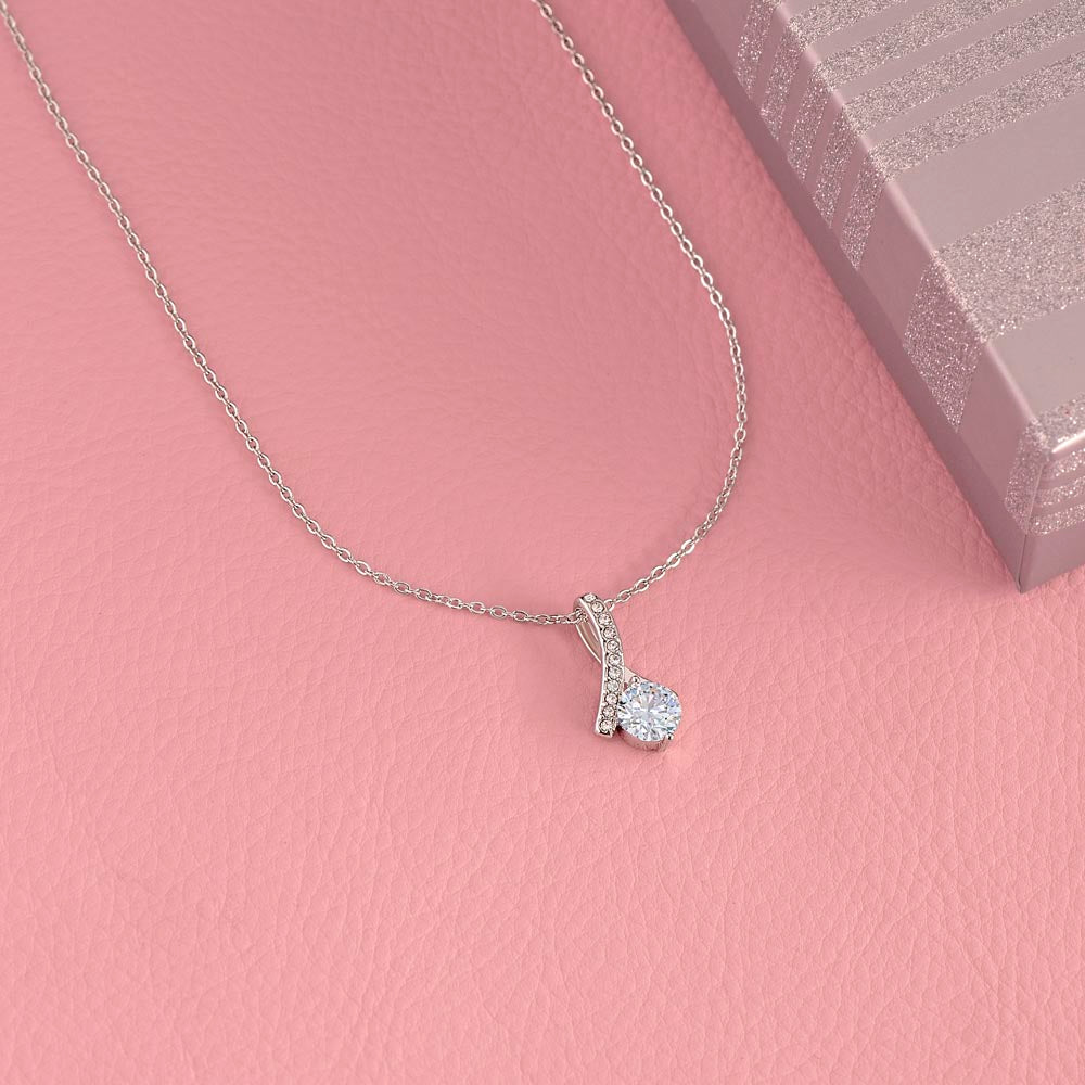 Pink Coquette Birthday Necklace Card | Feminine CZ Pendant Gift | Bow & Rose Birthday Jewelry | Made-to-Order
