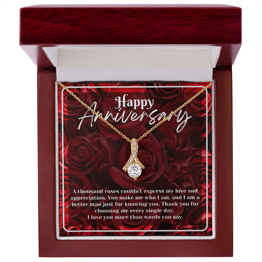 Petite Ribbon Anniversary Necklace | Gift for Her Wife Message Card Jewelry
