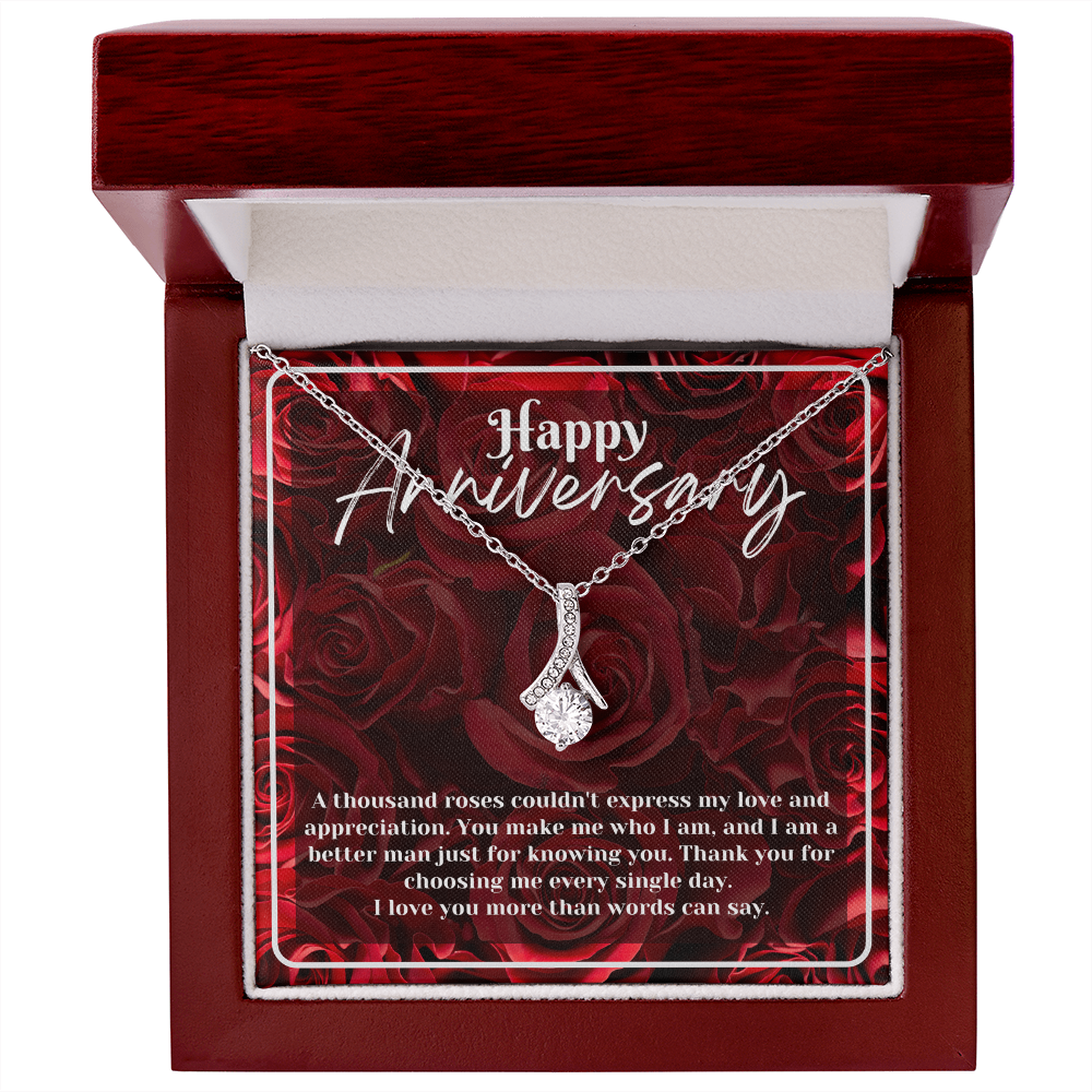 Petite Ribbon Anniversary Necklace | Gift for Her Wife Message Card Jewelry