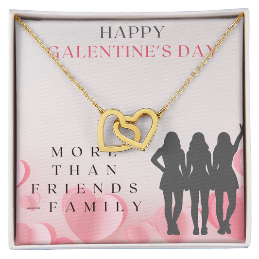 Galentine's Day Gift | More than Friends-Family Message Card | Interlocking Hearts Necklace