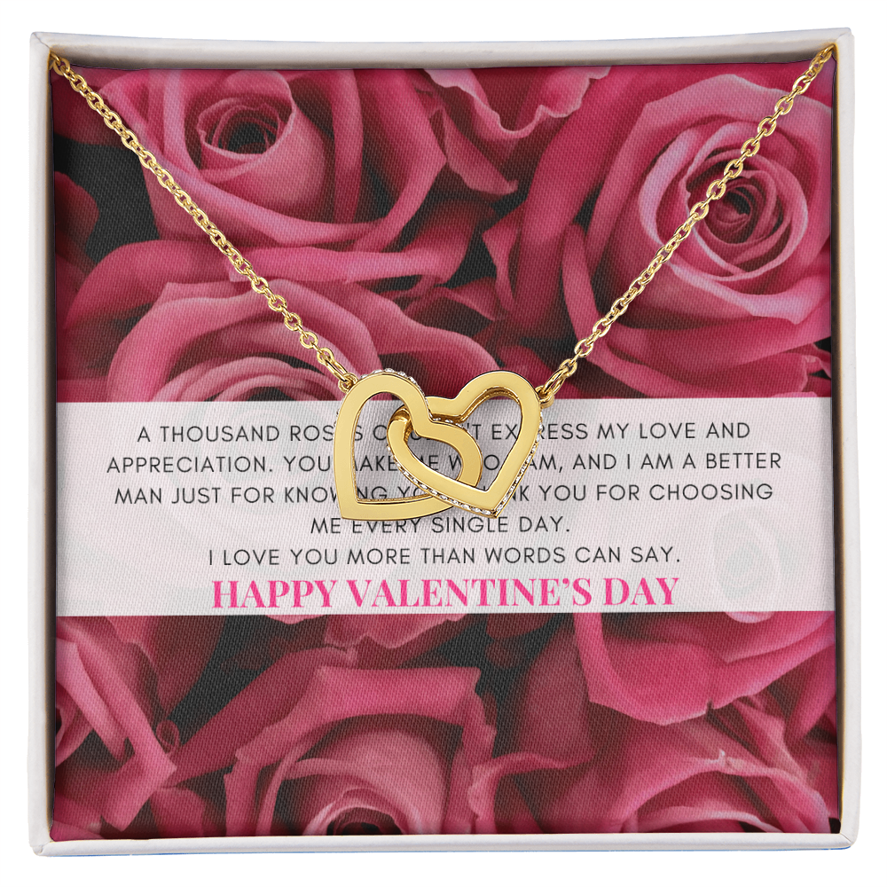 Interlocking Heart Necklace | Heartfelt Jewelry Message Card | Pink Coquette themed Valentine's Gift Box