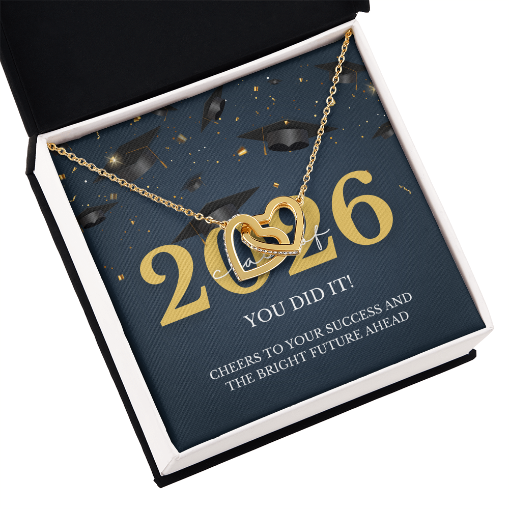 Class of 2026 Graduation Gift for Her | Interlocking Hearts Necklace with Meaningful Message Card | Charm & Dazzle