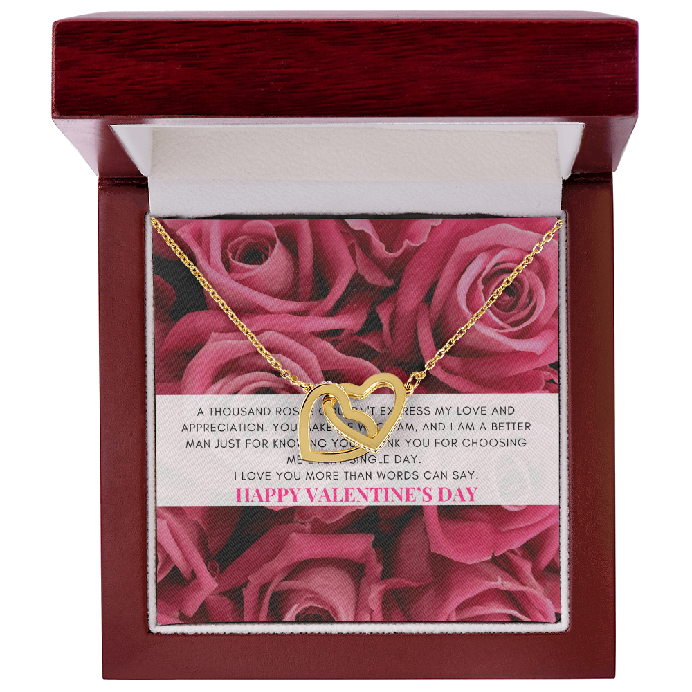 Interlocking Heart Necklace | Heartfelt Jewelry Message Card | Pink Coquette themed Valentine's Gift Box