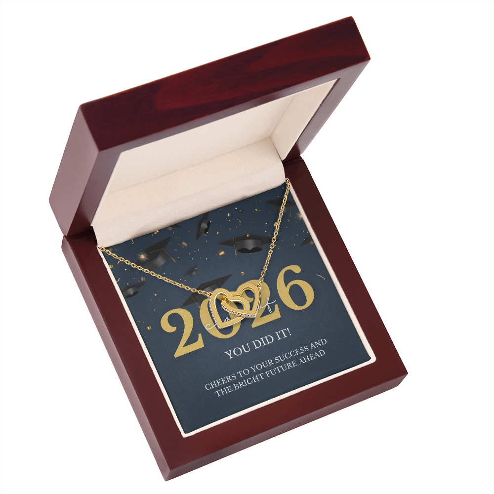 Class of 2026 Graduation Gift for Her | Interlocking Hearts Necklace with Meaningful Message Card | Charm & Dazzle