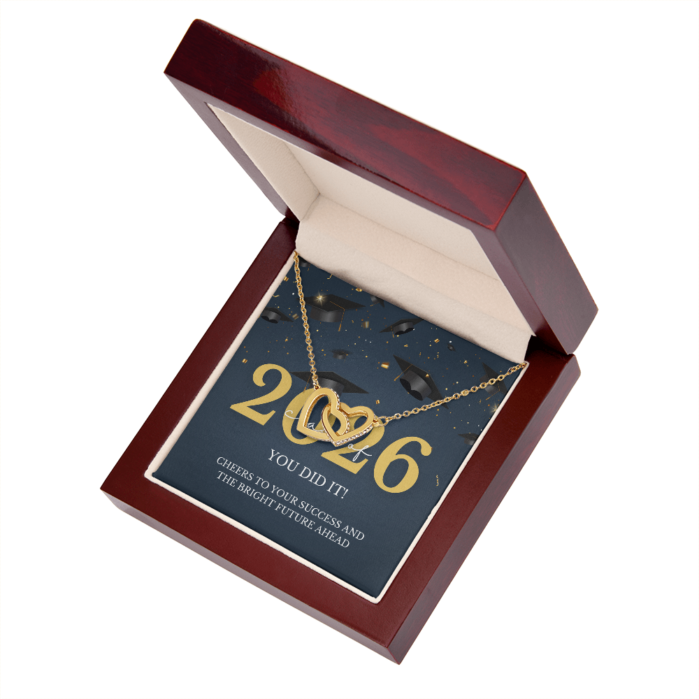 Class of 2026 Graduation Gift for Her | Interlocking Hearts Necklace with Meaningful Message Card | Charm & Dazzle