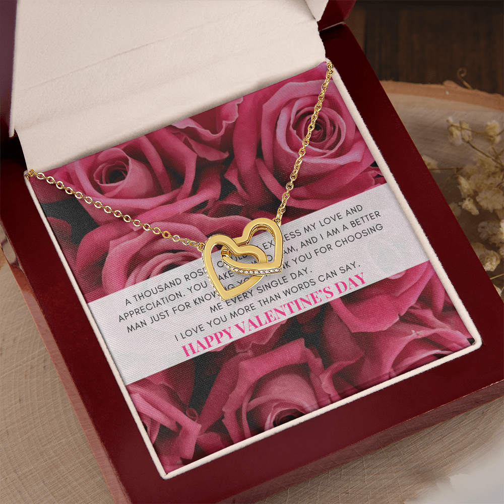 Interlocking Heart Necklace | Heartfelt Jewelry Message Card | Pink Coquette themed Valentine's Gift Box