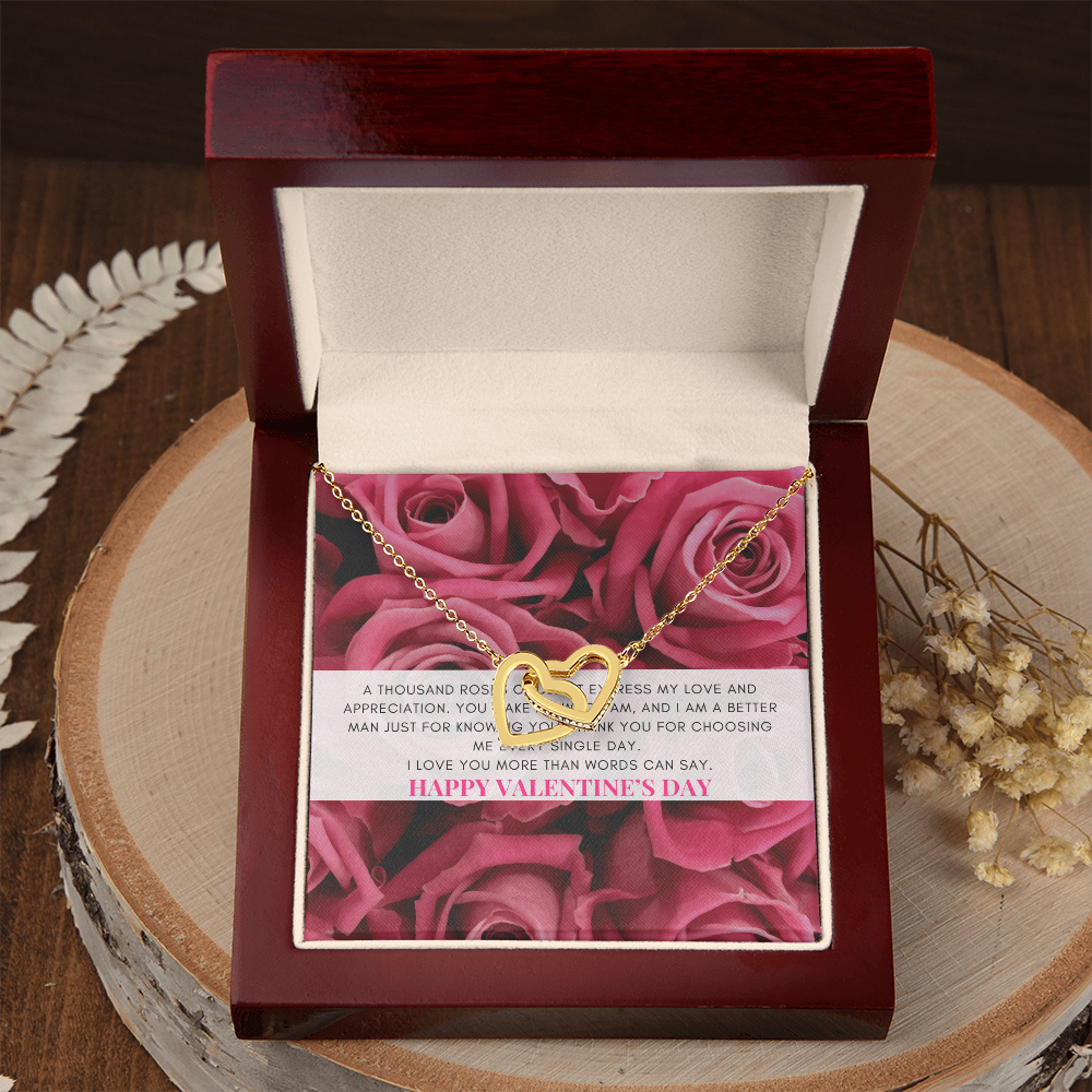 Interlocking Heart Necklace | Heartfelt Jewelry Message Card | Pink Coquette themed Valentine's Gift Box