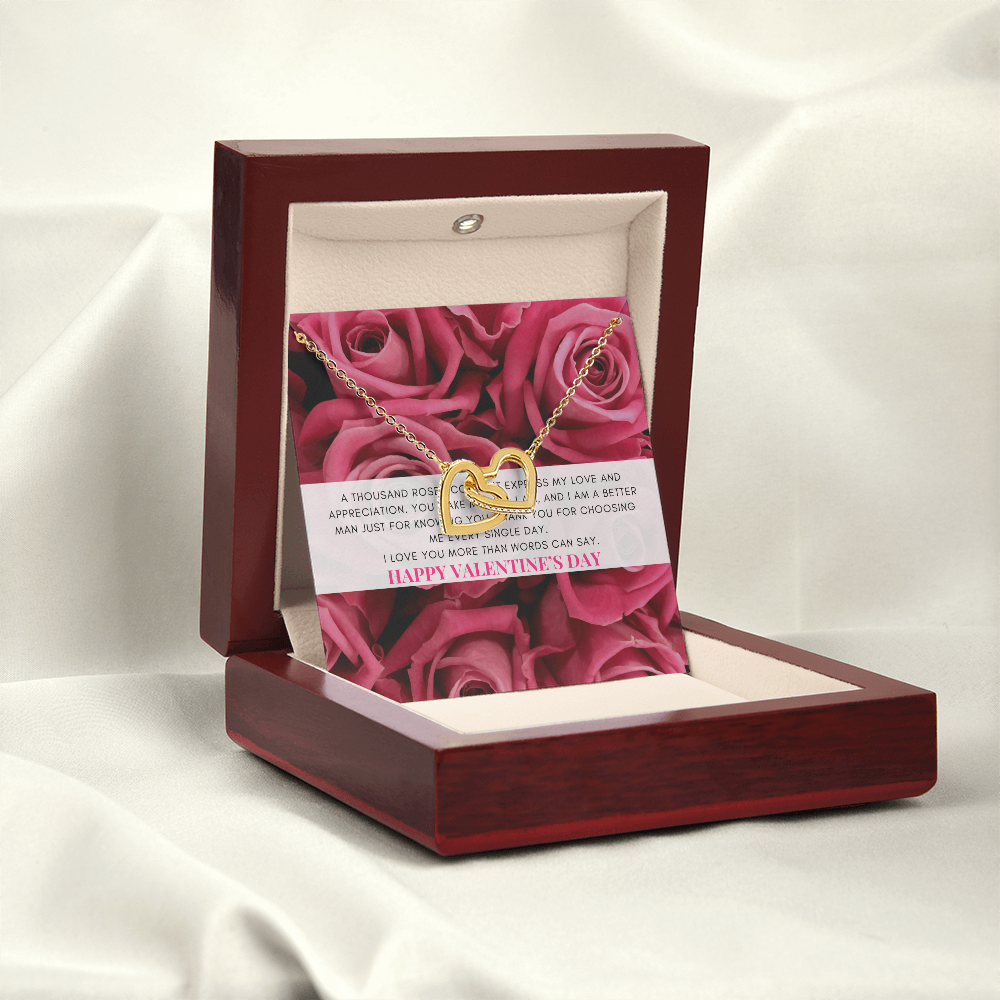 Interlocking Heart Necklace | Heartfelt Jewelry Message Card | Pink Coquette themed Valentine's Gift Box
