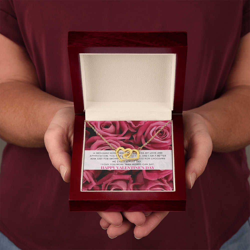 Interlocking Heart Necklace | Heartfelt Jewelry Message Card | Pink Coquette themed Valentine's Gift Box