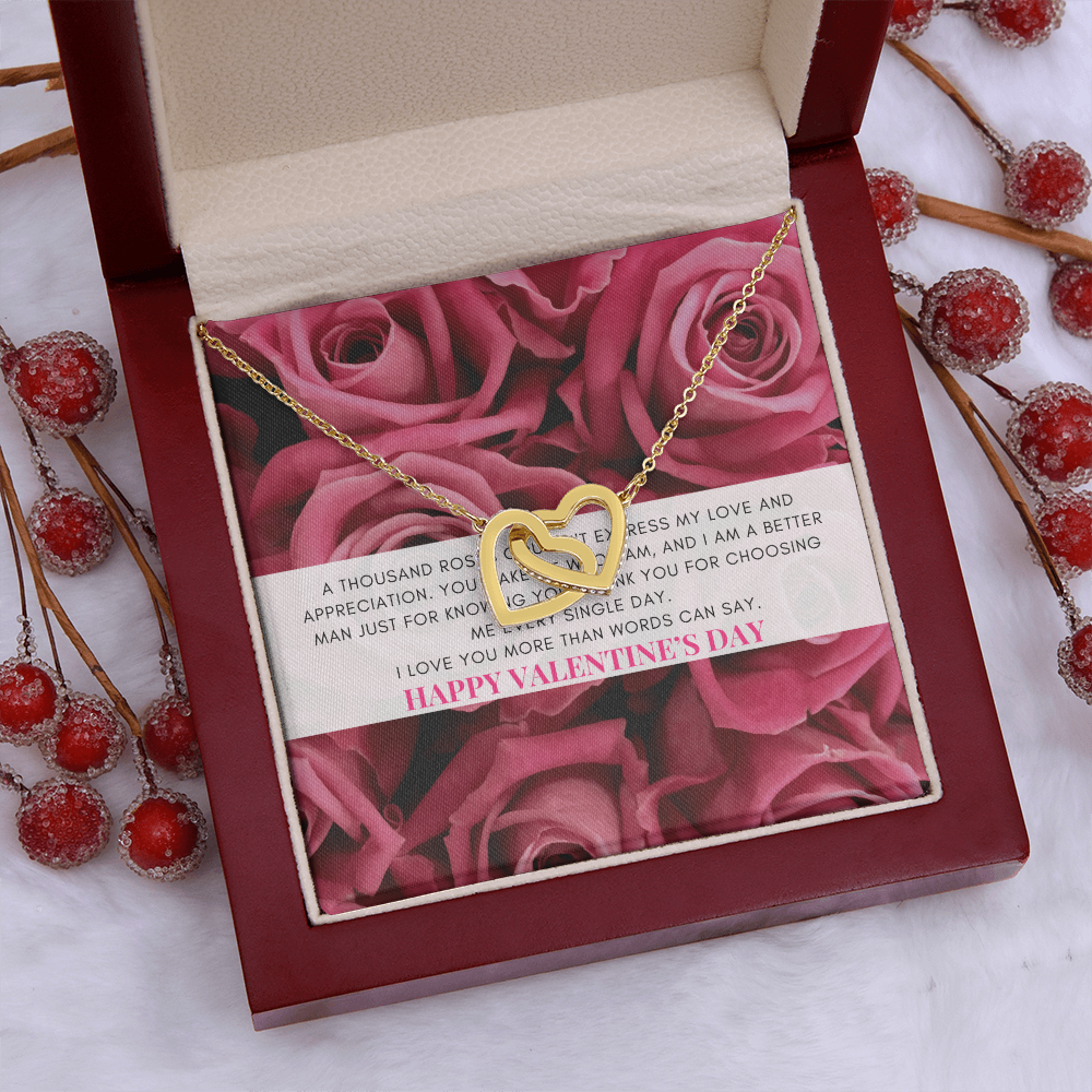 Interlocking Heart Necklace | Heartfelt Jewelry Message Card | Pink Coquette themed Valentine's Gift Box