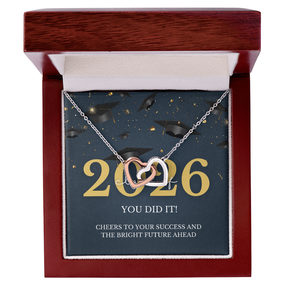 Class of 2026 Graduation Gift for Her | Interlocking Hearts Necklace with Meaningful Message Card | Charm & Dazzle