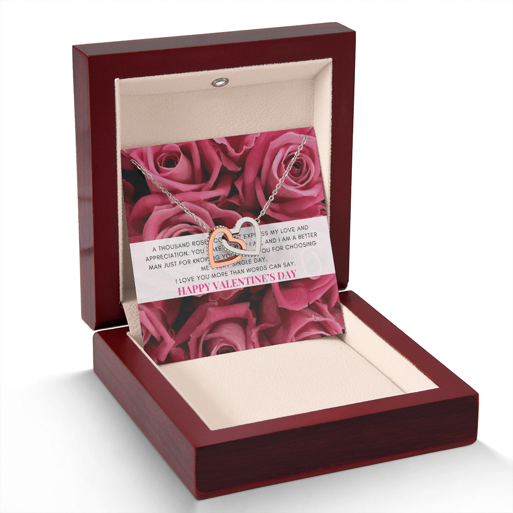 Interlocking Heart Necklace | Heartfelt Jewelry Message Card | Pink Coquette themed Valentine's Gift Box