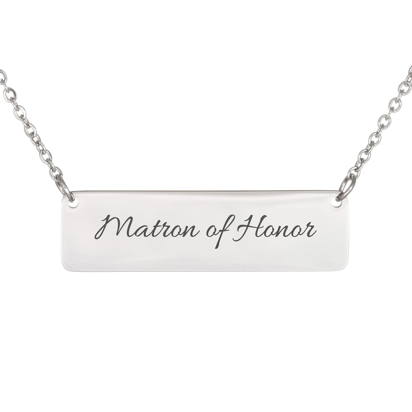 Matron of Honor Engraved Horizontal Bar Necklace