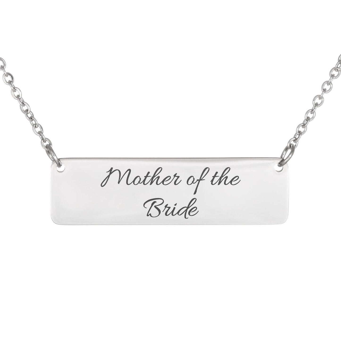 Mother of the Bride Engraved Horizontal Bar Necklace