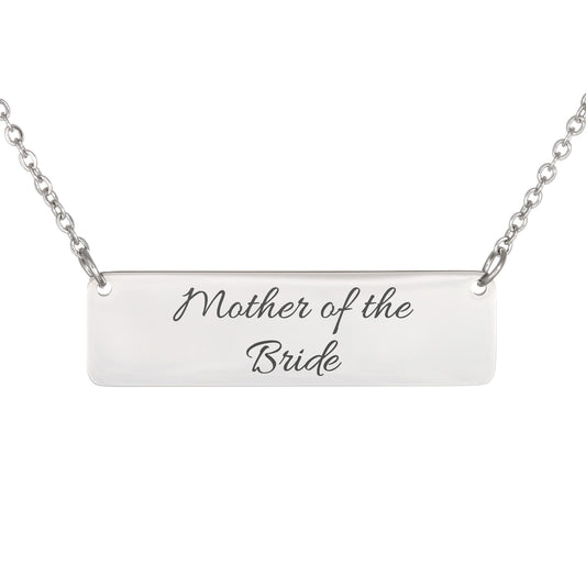 Mother of the Bride Engraved Horizontal Bar Necklace