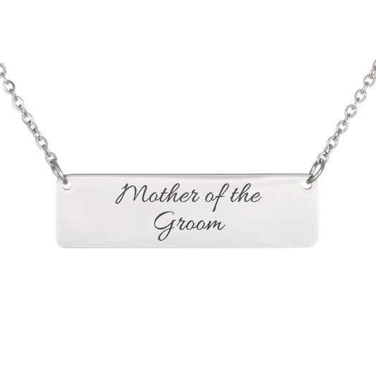 Mother of the Groom Engraved Horizontal Bar Necklace