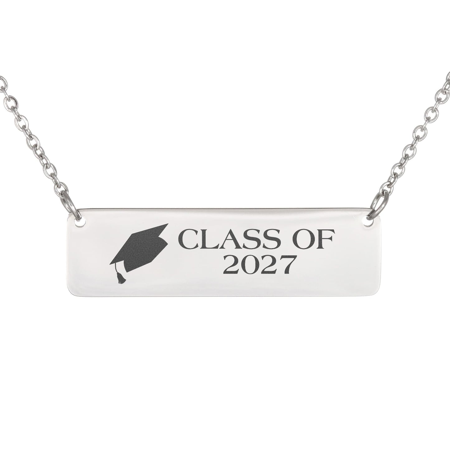 Class of 2027 Engraved Horizontal Bar Necklace