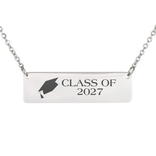 Class of 2027 Engraved Horizontal Bar Necklace
