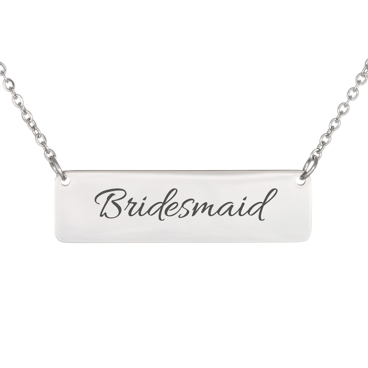 Bridesmaid Engraved Horizontal Bar Necklace by Charm & Dazzle