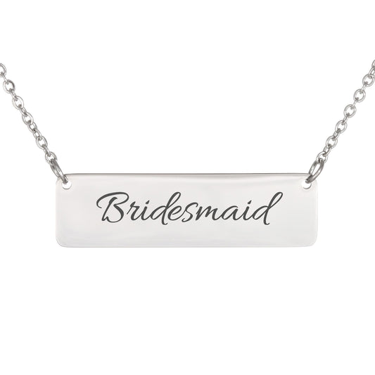 Bridesmaid Engraved Horizontal Bar Necklace by Charm & Dazzle