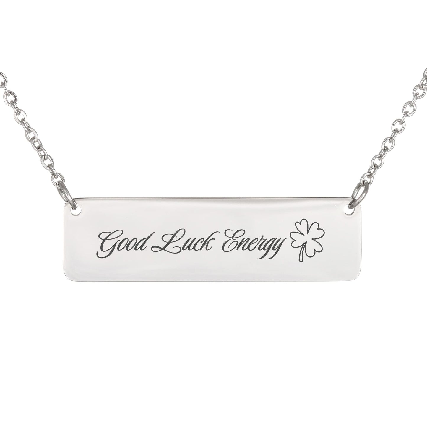 Charm & Dazzle Good Luck Energy Horizonal Bar Clover Necklace