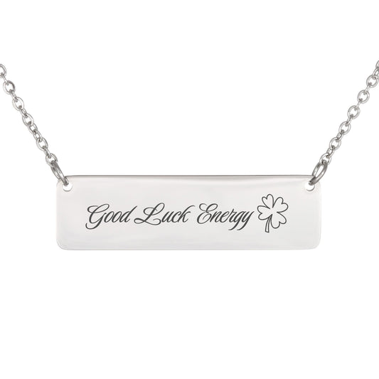 Charm & Dazzle Good Luck Energy Horizonal Bar Clover Necklace