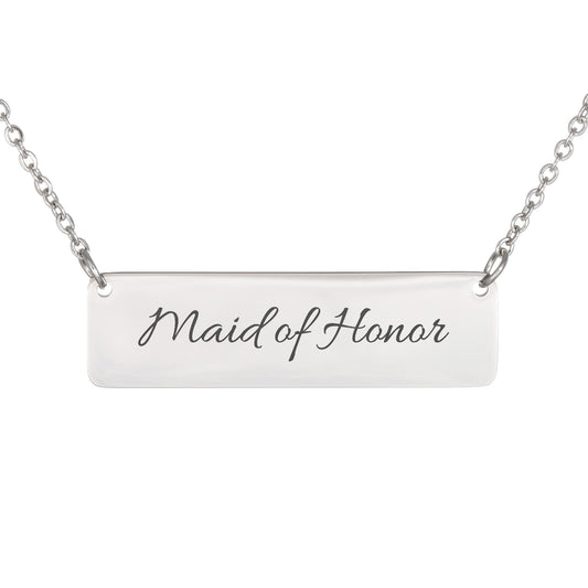 Maid of Honor Engraved Horizontal Bar Necklace