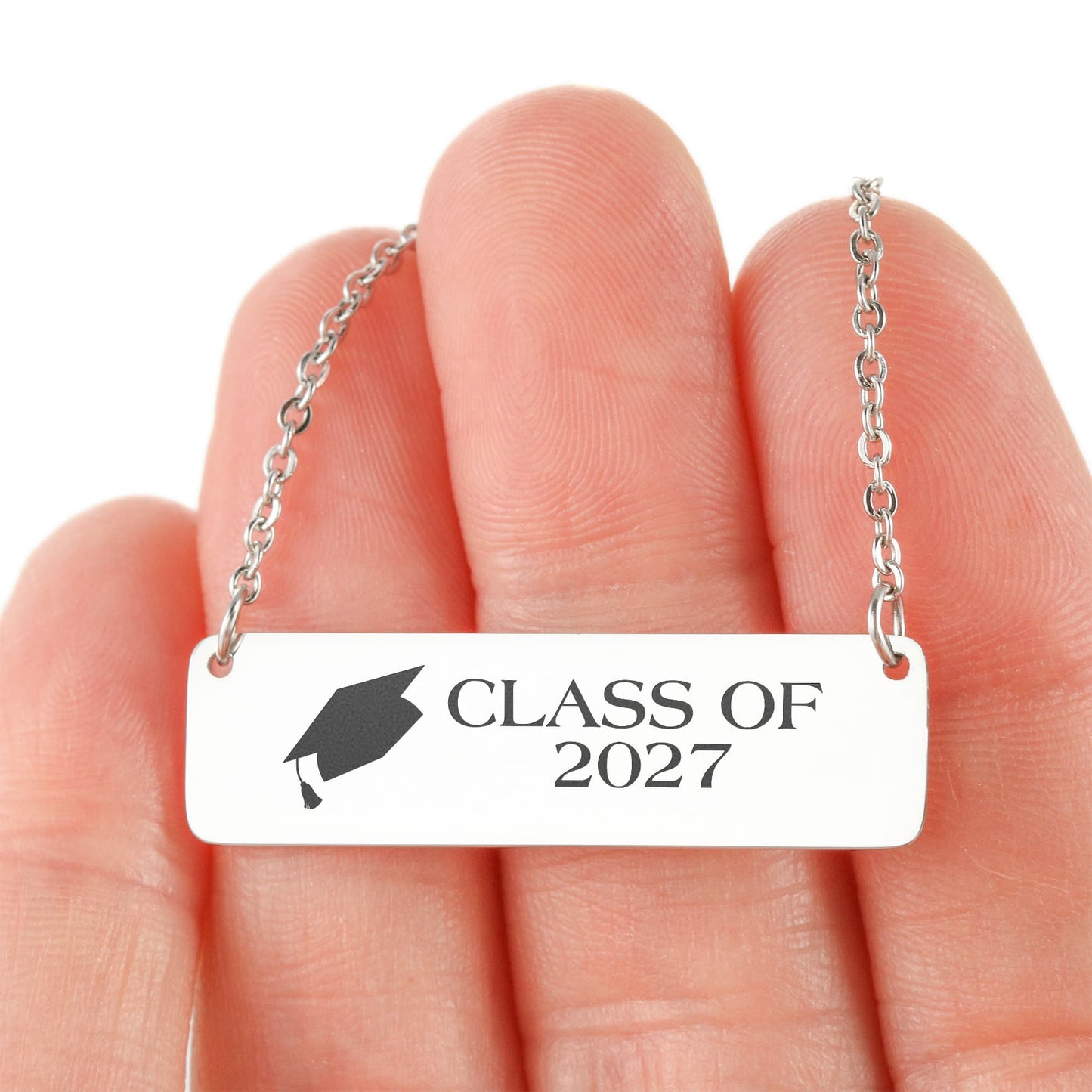 Class of 2027 Engraved Horizontal Bar Necklace
