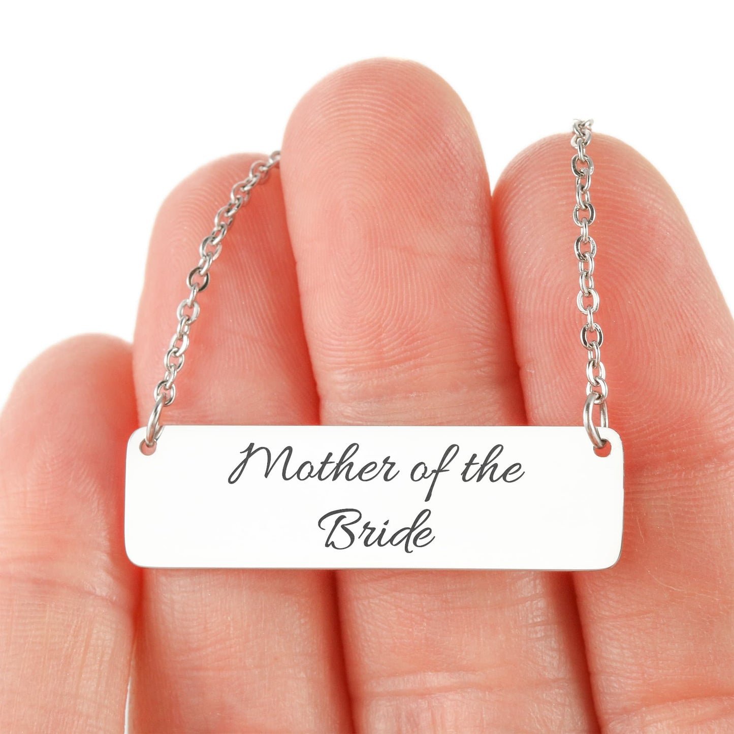 Mother of the Bride Engraved Horizontal Bar Necklace